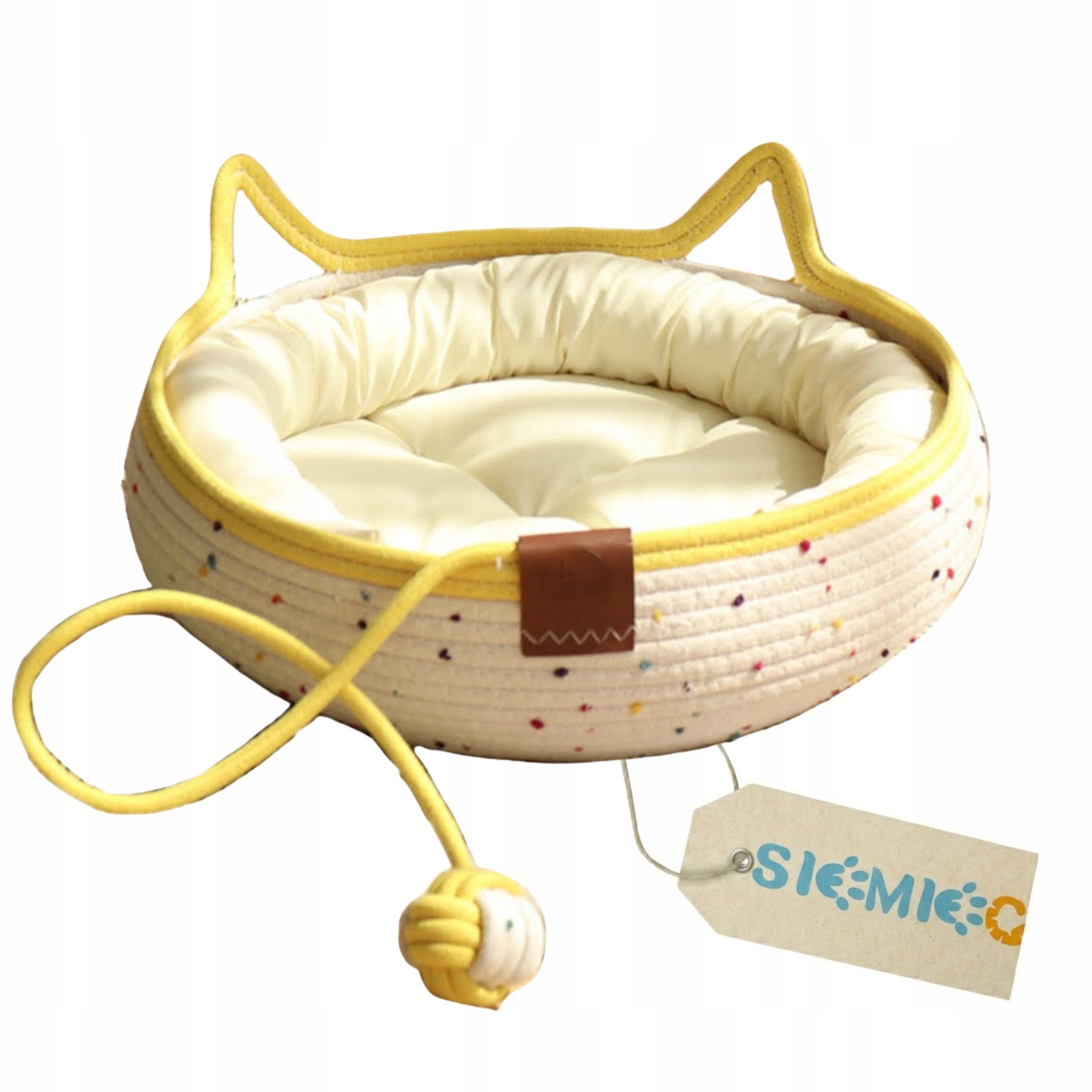 Levně Pelíšek Pro Kočky S Pleteným Polštářem Potah Koš S Ušima Siemiec