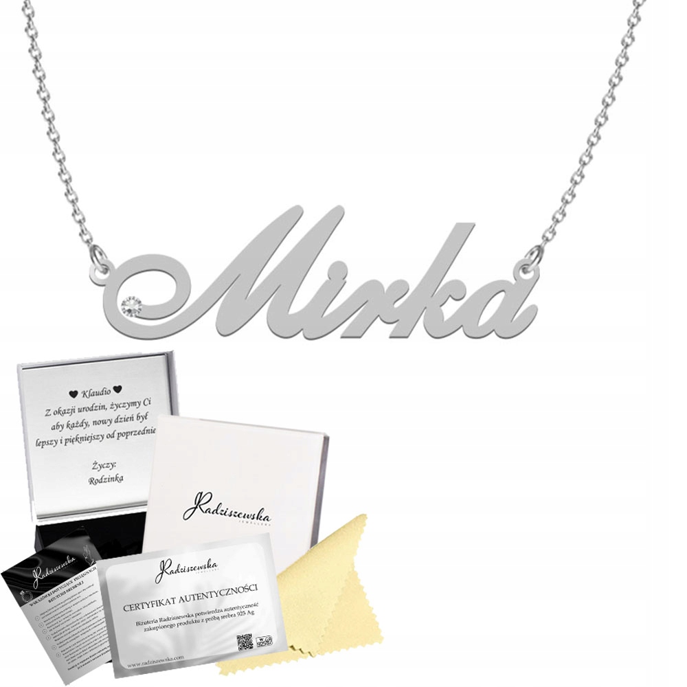 Stříbrný náhrdelník se jménem Mirka Řetízek Stříbro 925 Dárek s věnováním
