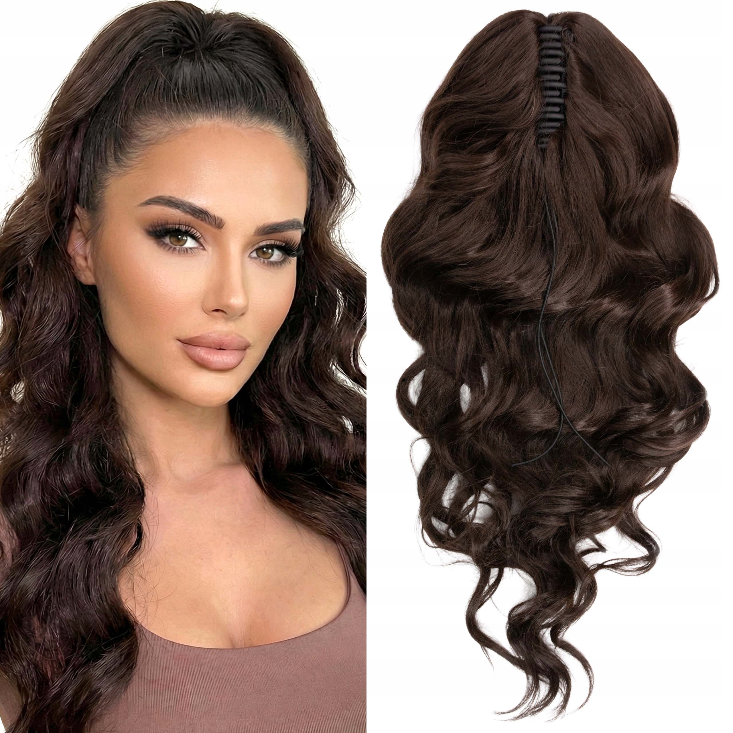 Afrokrab kucyk na klamrze włosy syntetyczne sztuczne Anita 60cm fale brąz