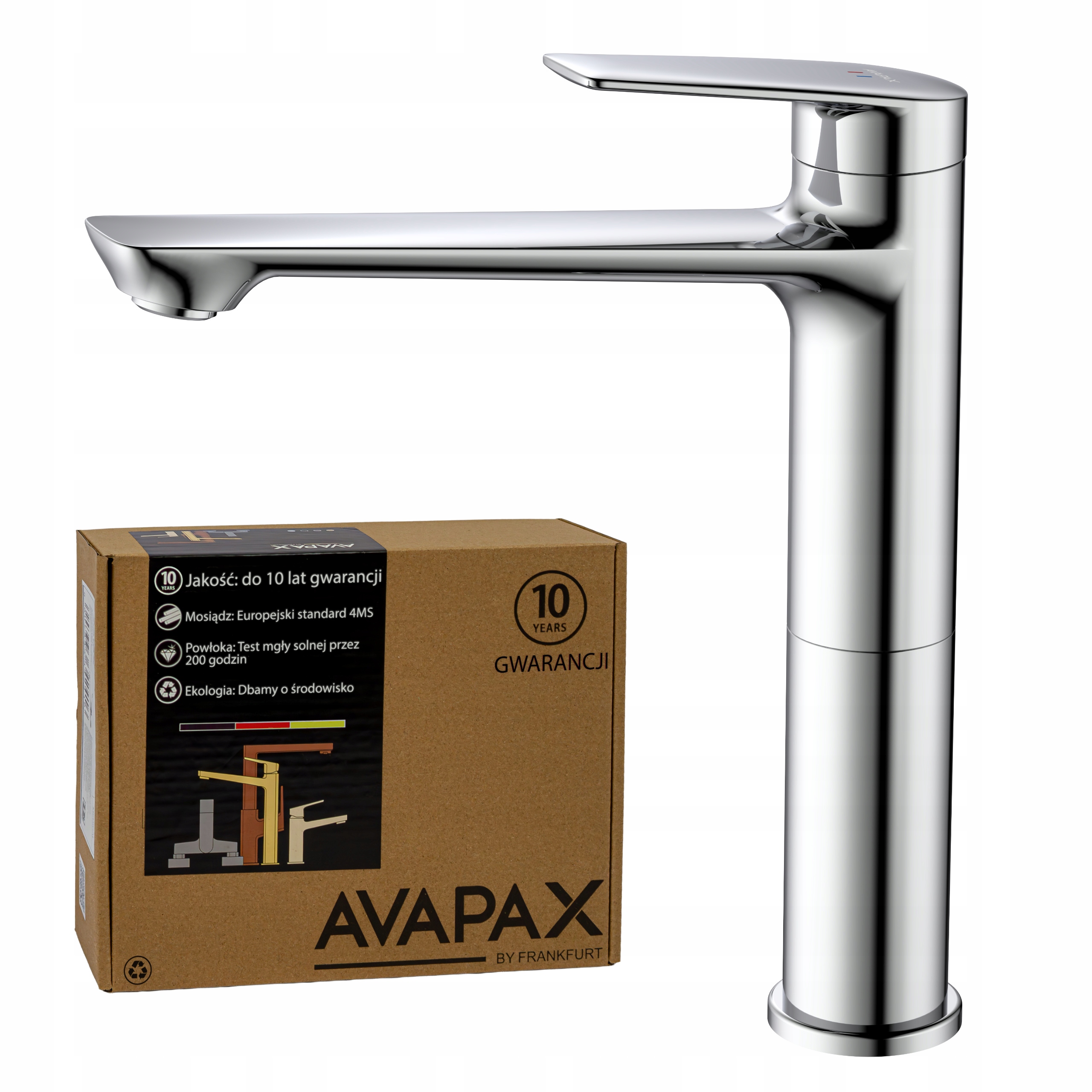 Stojanková umývadlová batéria vysoká na dosku do kúpeľne strieborná Avapax