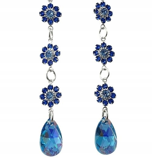 Krystaly Krásné Náušnice Aqua Feel Long Stříbro