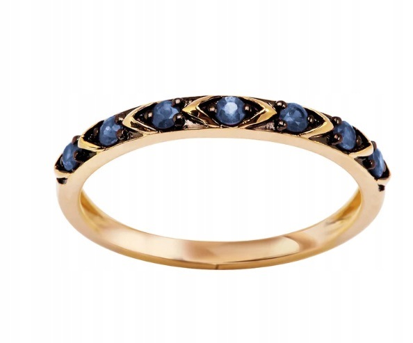 Złoty Pierścionek z Szafirami r12 PZ11743 Verona Jewellery