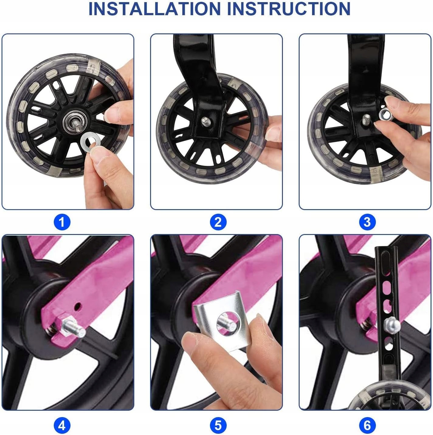 KÓŁKA PODPOROWE BOCZNE DO ROWERU 12-20" LED ŚWIECĄCE KOLOROWE UNIWERSALNE Rozmiar 20