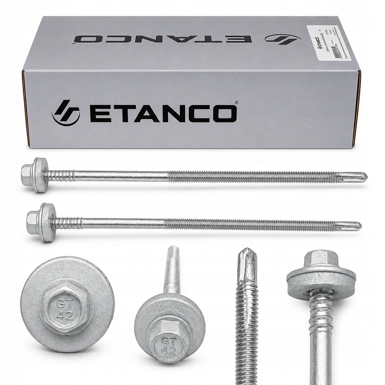 Skrutky Etanco pre sendvičové panely 190 mm pre oceľ do 12 mm Ral 9006 100 ks