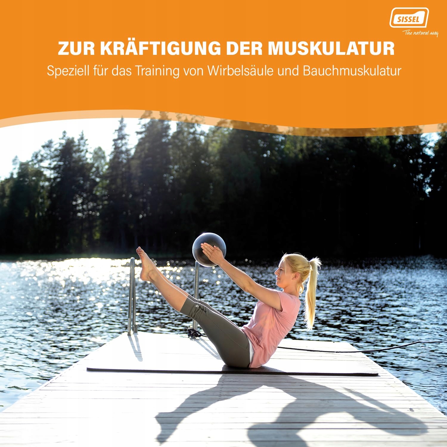SISSEL Pilates Piłka Soft Niebieska 22 cm Bez PVC i Lateksu Do Ćwiczeń — miniatura 5
