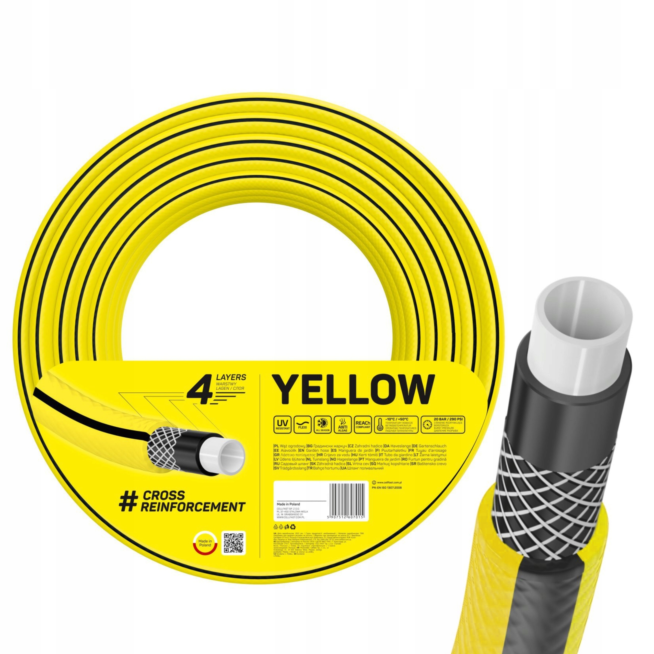 

Cellfast Wąż Ogrodowy Yellow 4 warst 20bar 3/4 30m