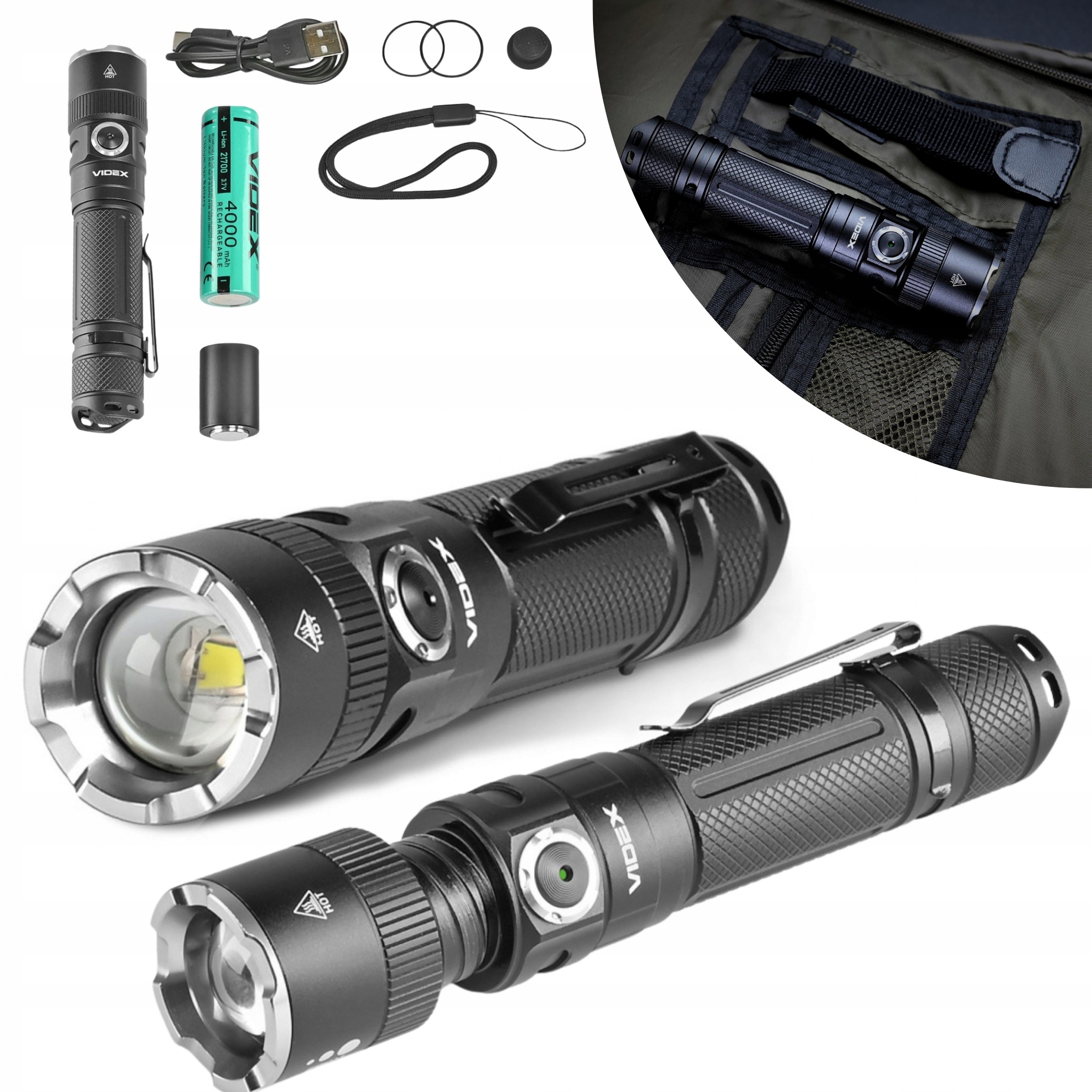 Sada 2 x Led taktická svítilna 20W 1500lm 230m IP67 Videx VLF-A231Z