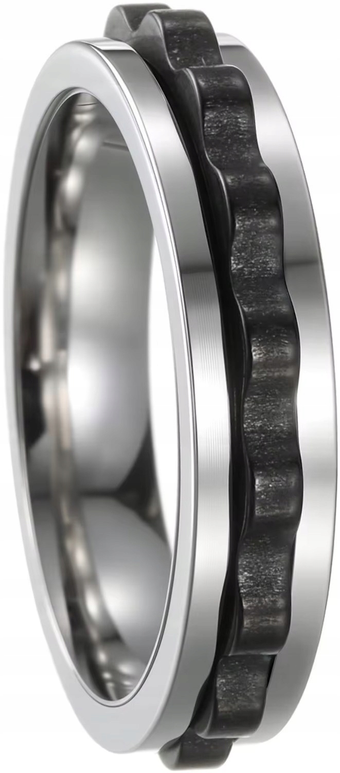 Stříbrno-černý antistresový Prstýnek s úzkostí, chirurgická Ocel