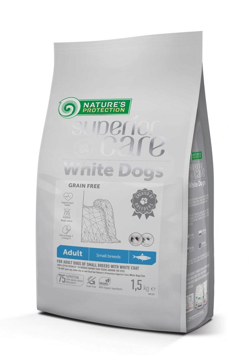 Levně Suché krmivo pro psy Nature's Protection White Small Dog 1,5 kg sleď