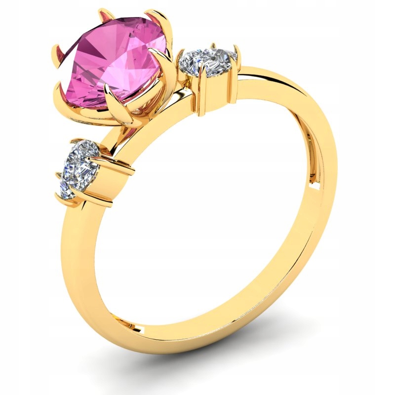 

Pierścionek Złoty Z Różową Cyrkonią