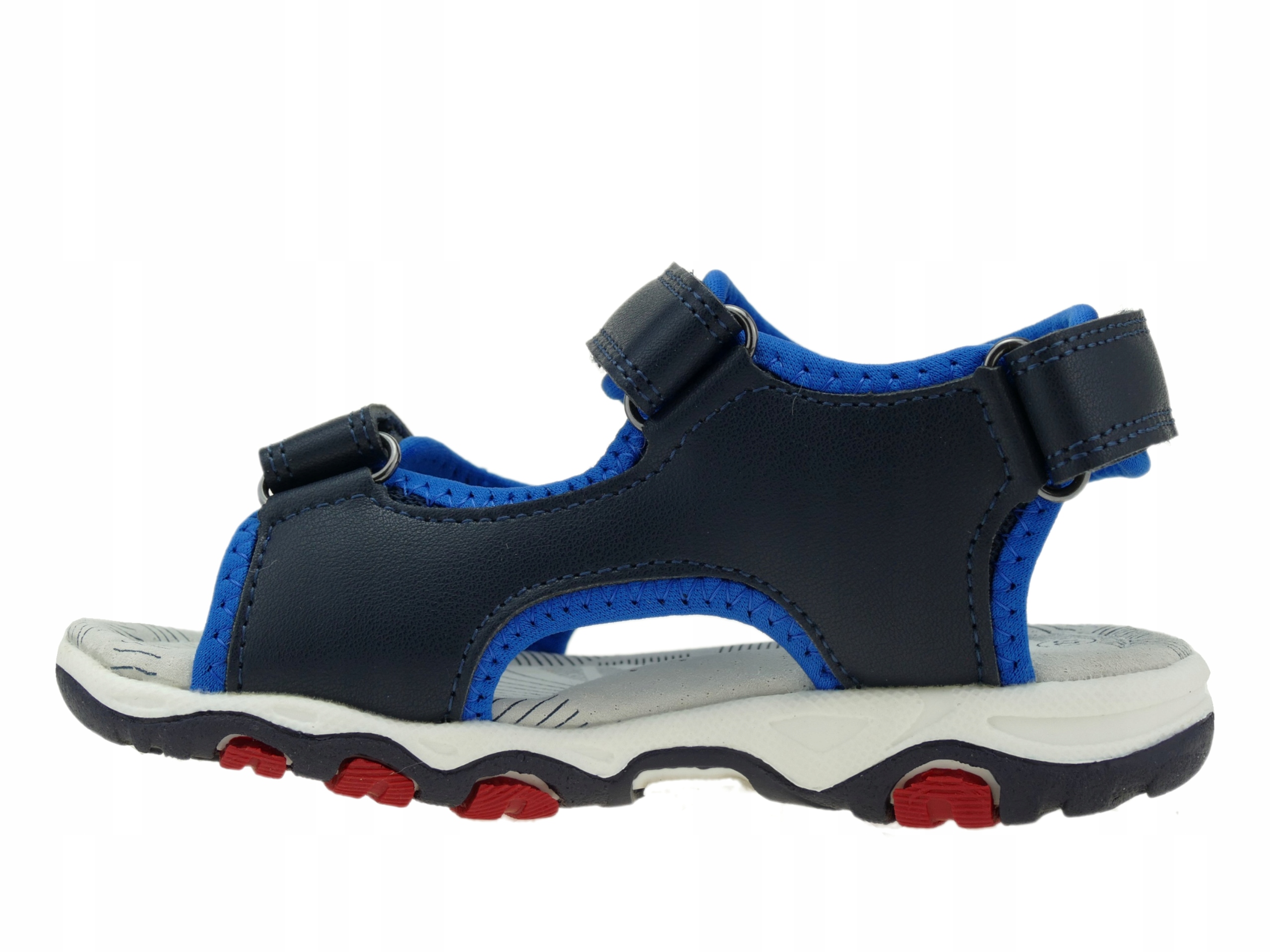 SANDAŁY CHŁOPIĘCE BUTY DZIECIĘCE SPORTOWE SANDAŁKI NA RZEPY WKŁ.SKÓRA R. 35 Kolor niebieski