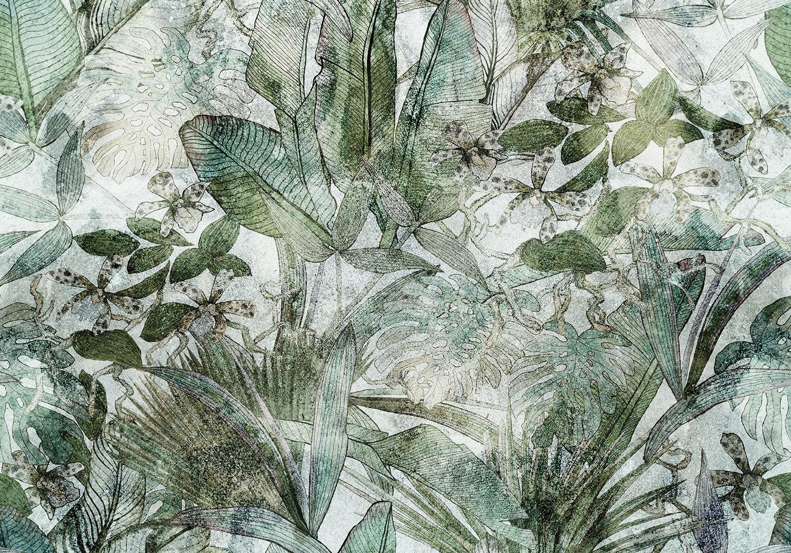 FOTOTAPETA BETON KWIAT LIŚCIE 400x280 b-C-0871-a-a