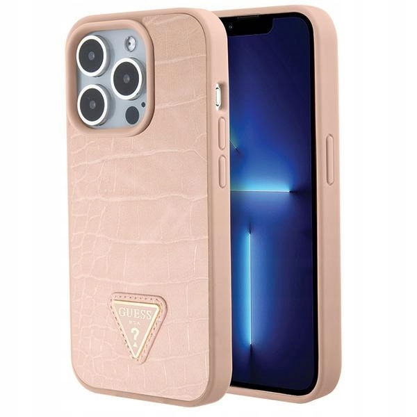 Pouzdro Guess GUHCP15LPCRTHCP Apple iPhone 15 Pro pevné pouzdro Croco Triangle Meta