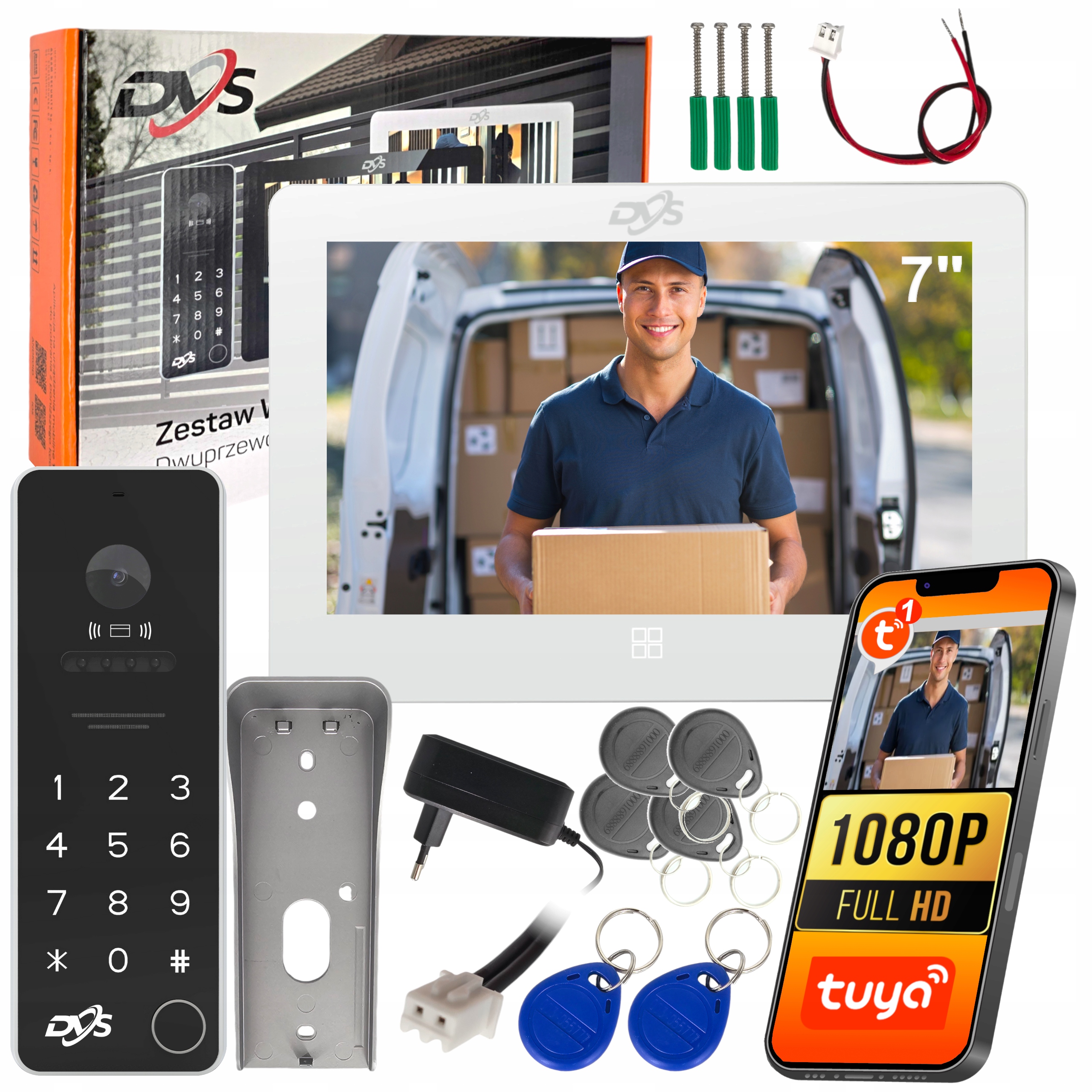 Dotykový videovrátnik WiFi do domácnosti, biely Dvs monitor Analog Tuya Smart