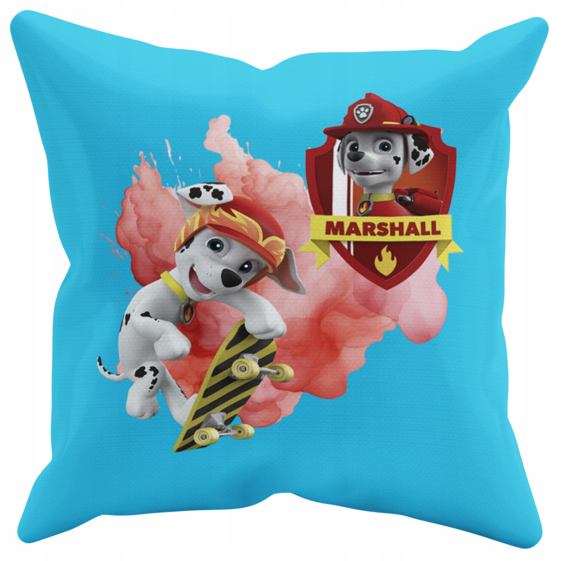POSZEWKA NA PODUSZKĘ JAŚKA DO PRZEDSZKOLA PSI PATROL MARSCHAL + IMIĘ GRATIS Kolor dominujący odcienie niebieskiego