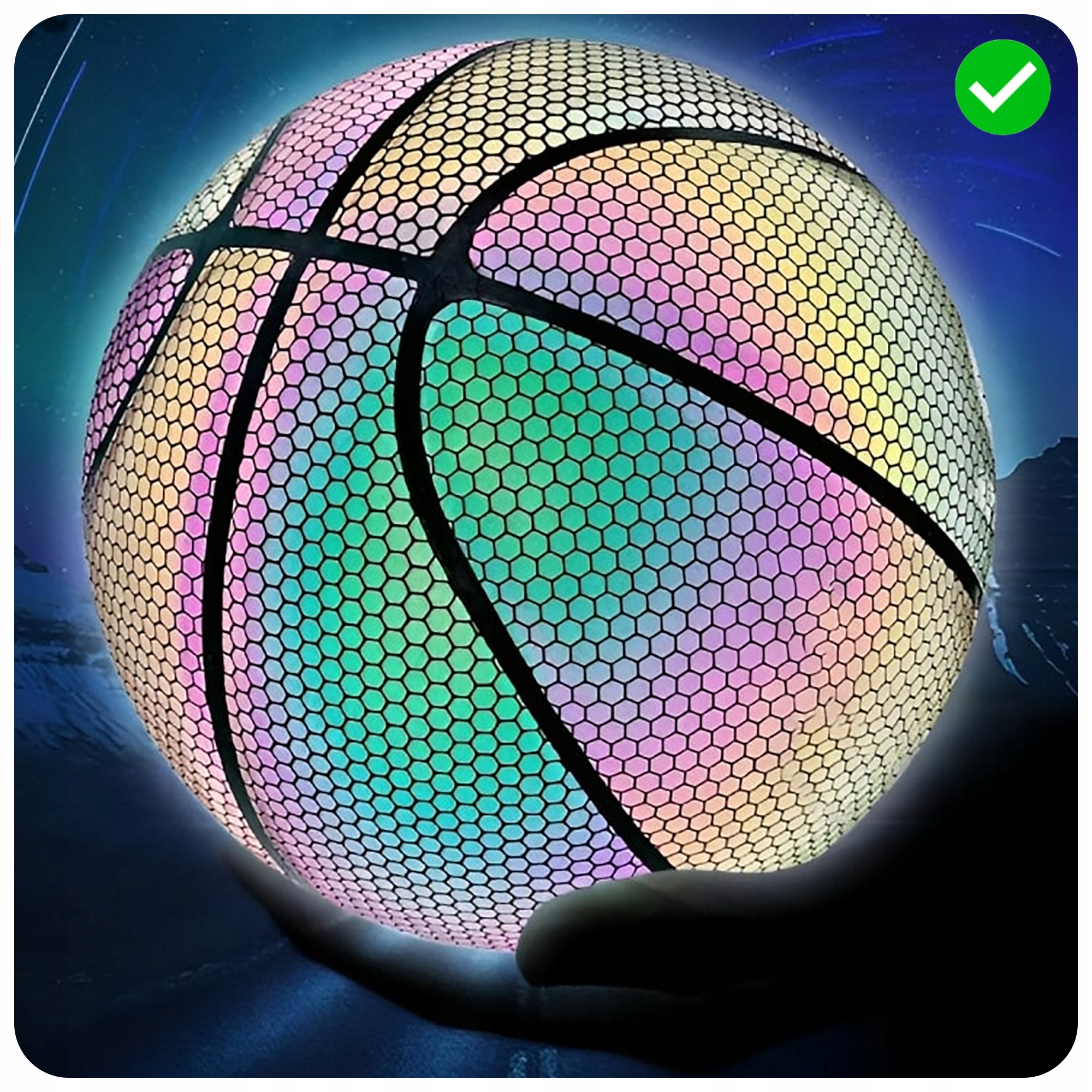 PIŁKA DO KOSZYKÓWKI KOSZA ŚWIECĄCA HOLOGRAFICZNA BŁYSZCZĄCA PIŁKA Kod producenta PIŁKA DO KOSZYKÓWKI