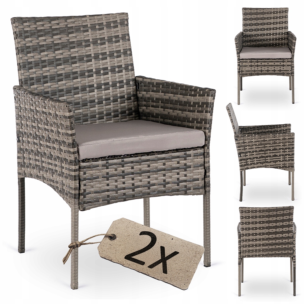 Sada 2 Zahradních Křesel z Technorattanu na Zahradu Balkon Terasu Šedá Corto