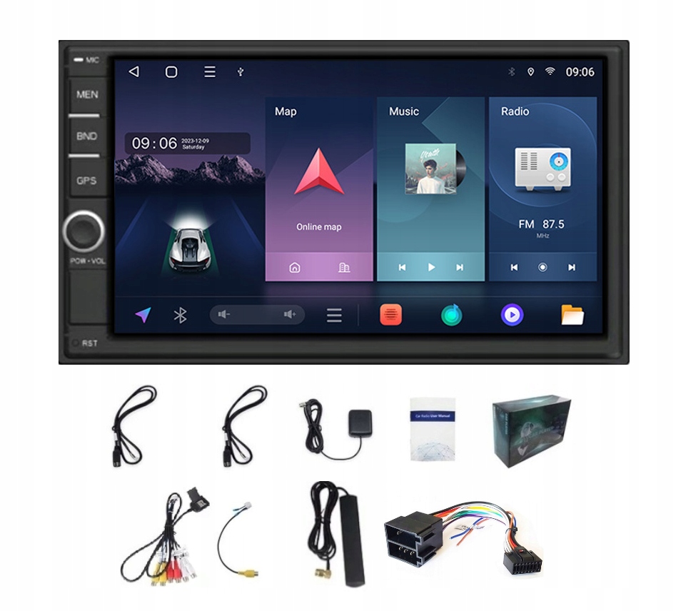 Rádio Navigační 2DIN Gps Android Auto Usb Rds Wifi 4/64GB Modem Sim