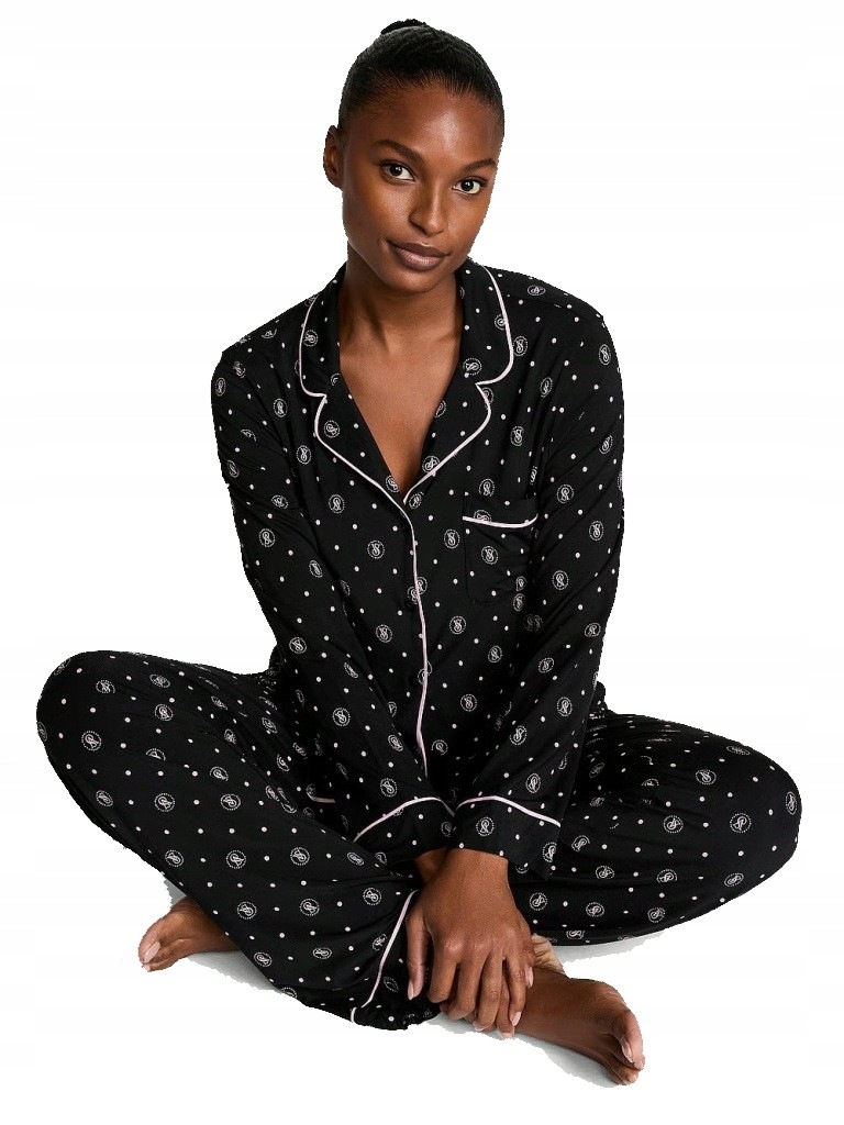 Pyžamo z modalu Victoria's Secret černé logované S (M) Regular