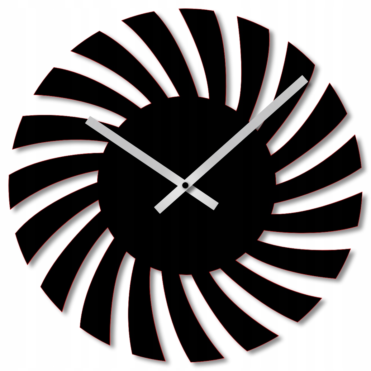 Nástěnné Hodiny 60 cm Dřevěné Nástěnné Hodiny Černé Geometrické Moderní