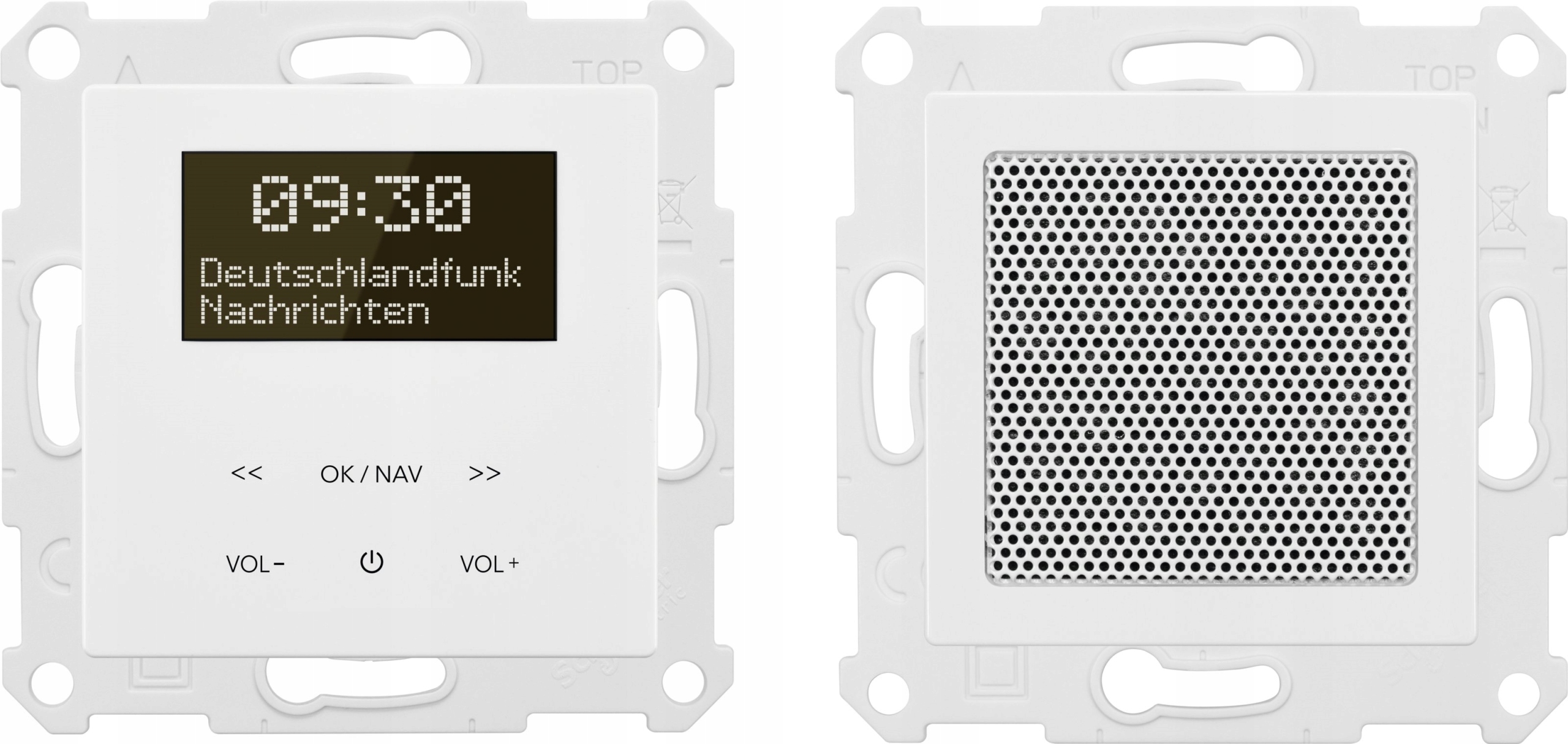 Radio Fm Dab+ Bluetooth Zegar Budzik Podtynkowe do Ramki Puszki Gniazdka