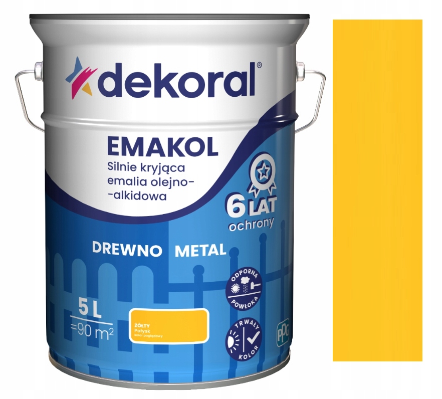 Dekoral Emakol Strong Emalia Drewna Metal Żółty 5L