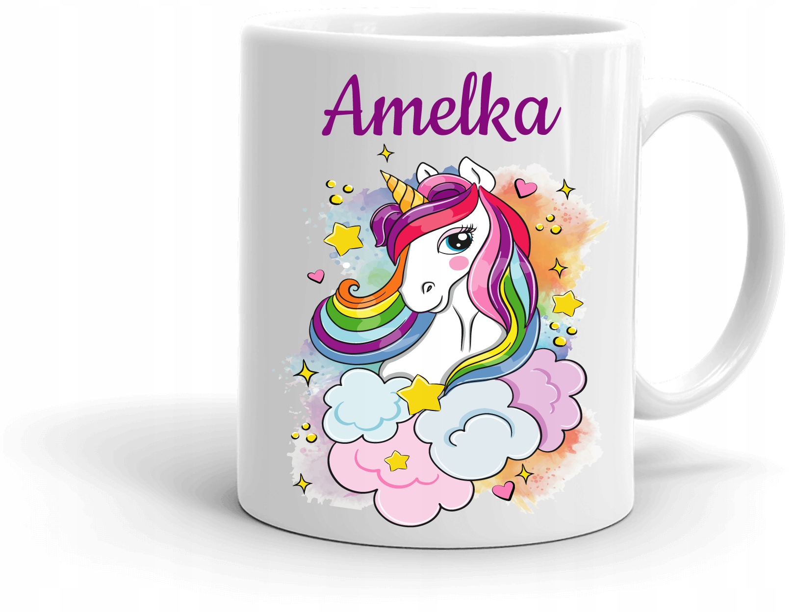 Kubek z kolorowym jednorożcem unicorn + dowolne imię
