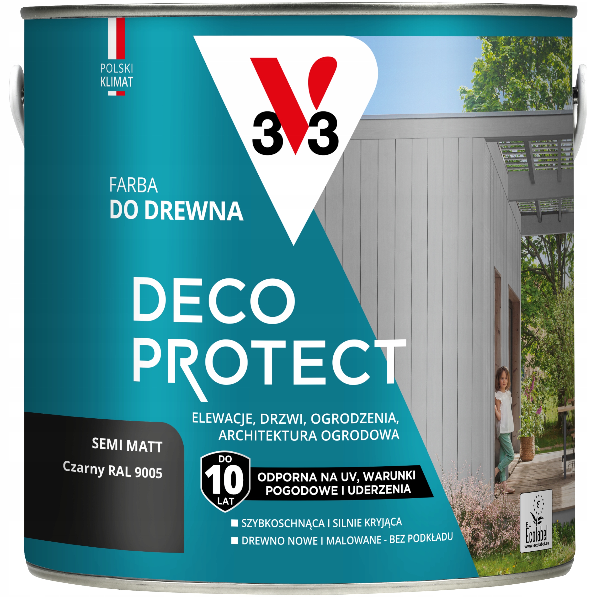 V33 Farba do drewna Deco Protect Czarny Ral 9005 2L
