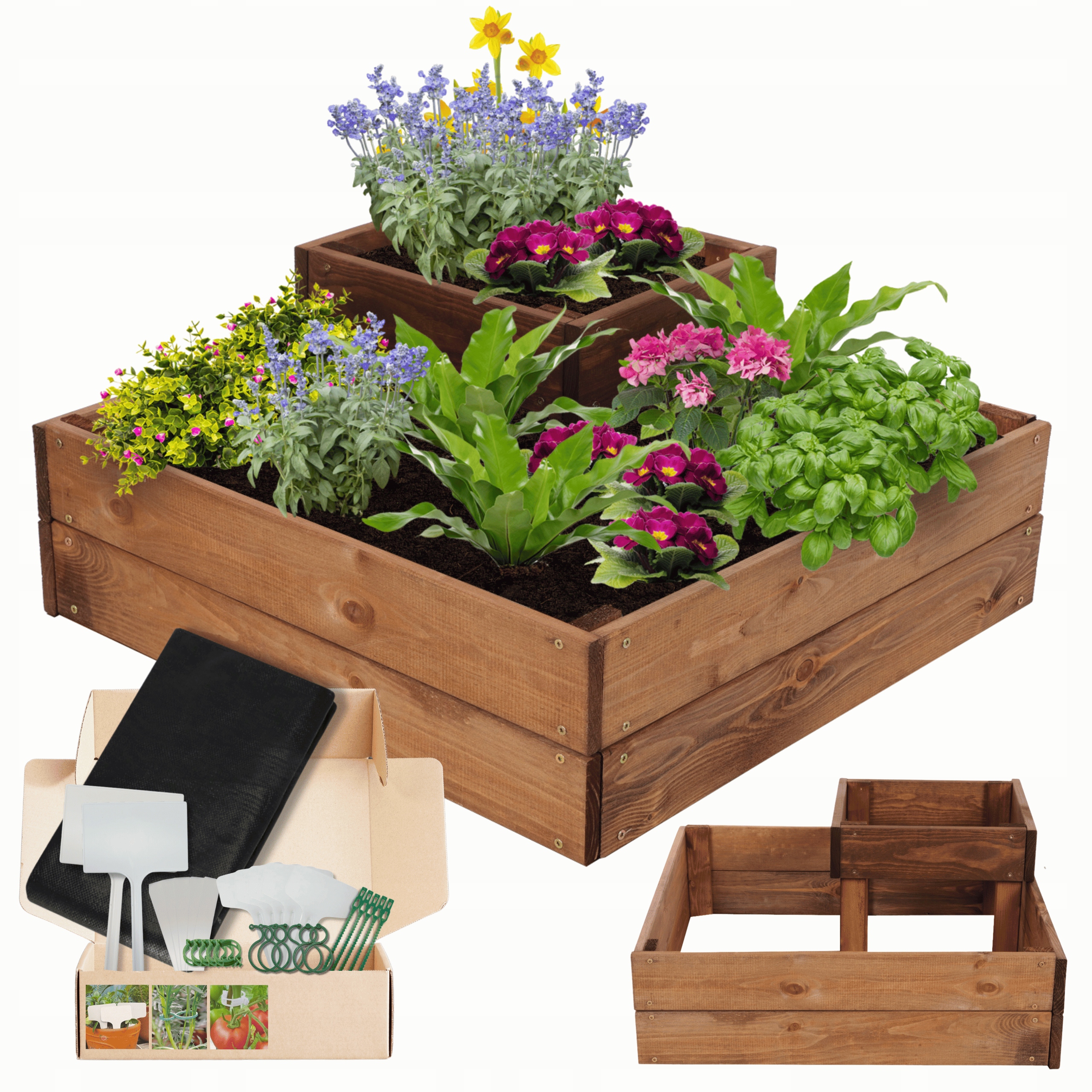 Pařeniště rohový bylinkový záhon kaskádový box dřevěná patrová eko 27x60x60