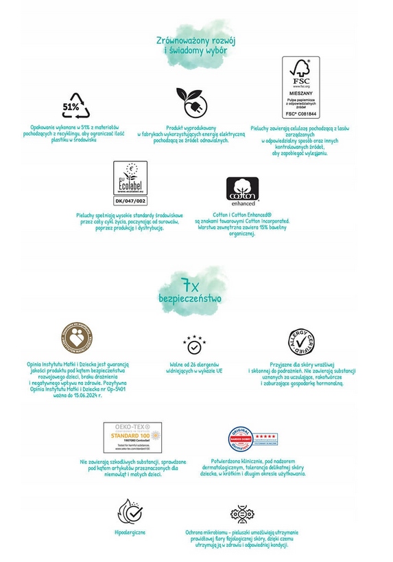 Pieluszki DADA Pure CARE 1Rozmiar 1 Rodzaj pieluszek jednorazowe