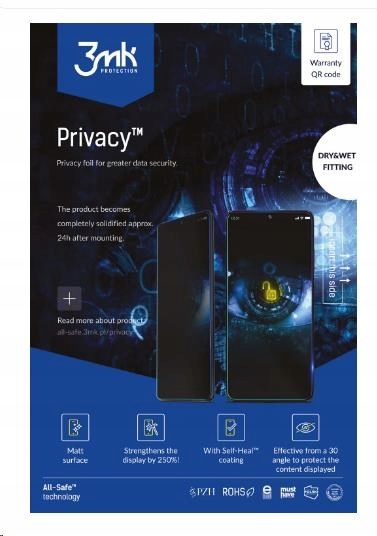 Ochranná folia 3mk All-Safe Aio fólia Bh Privacy Dry & Wet Fitting Phone…