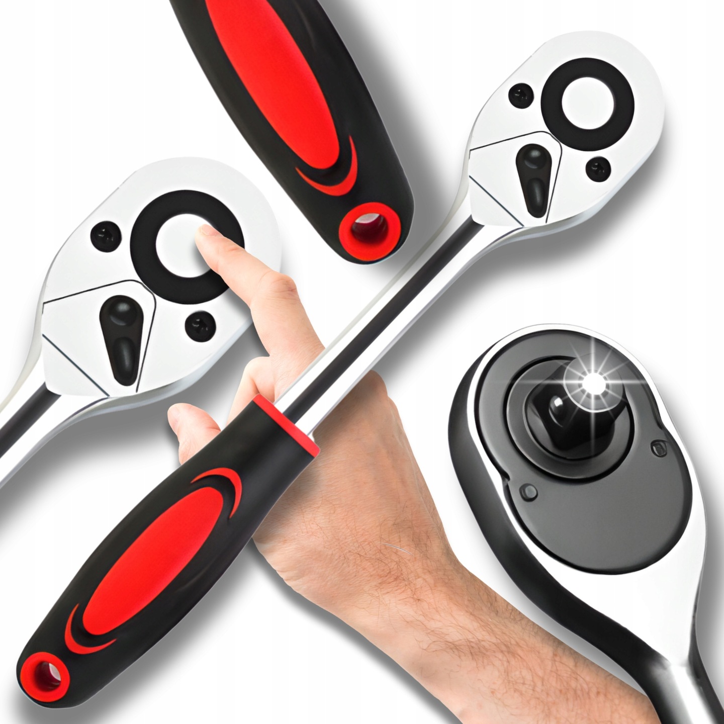 Grzechotka Trzeszczotka Klucz nasadowy obrotowy 1/2" Cala Mocna Pokrętło