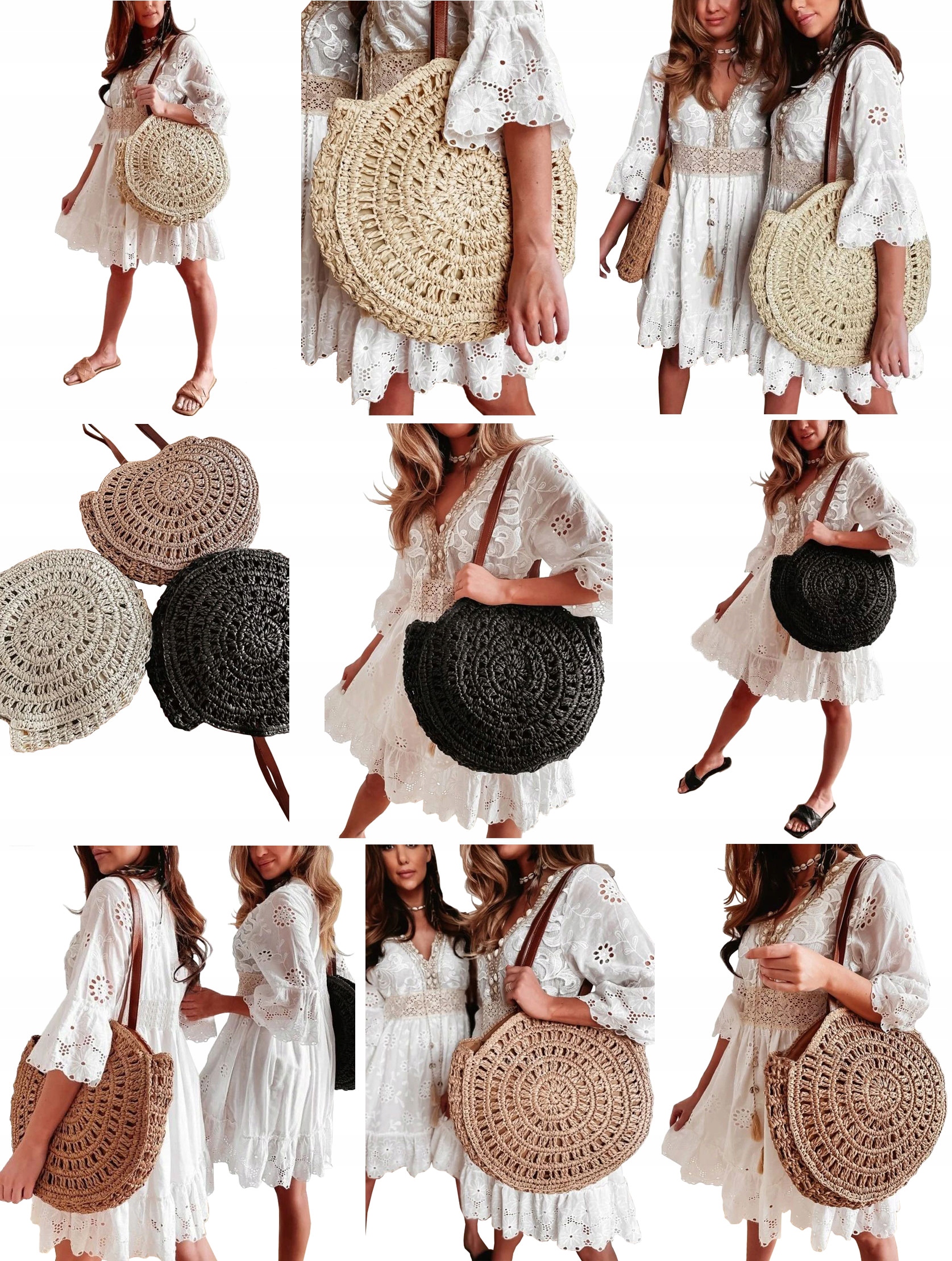 TOREBKA KOSZYK TORBA na RAMIĘ PLECIONA SHOPPER BAG Marka inna