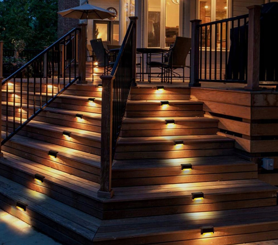 LAMPKI SOLARNE OGRODOWE LED SCHODY TARAS BALKON PŁOT x ZESTAW 12 SZTUK Wysokość całkowita 8 cm