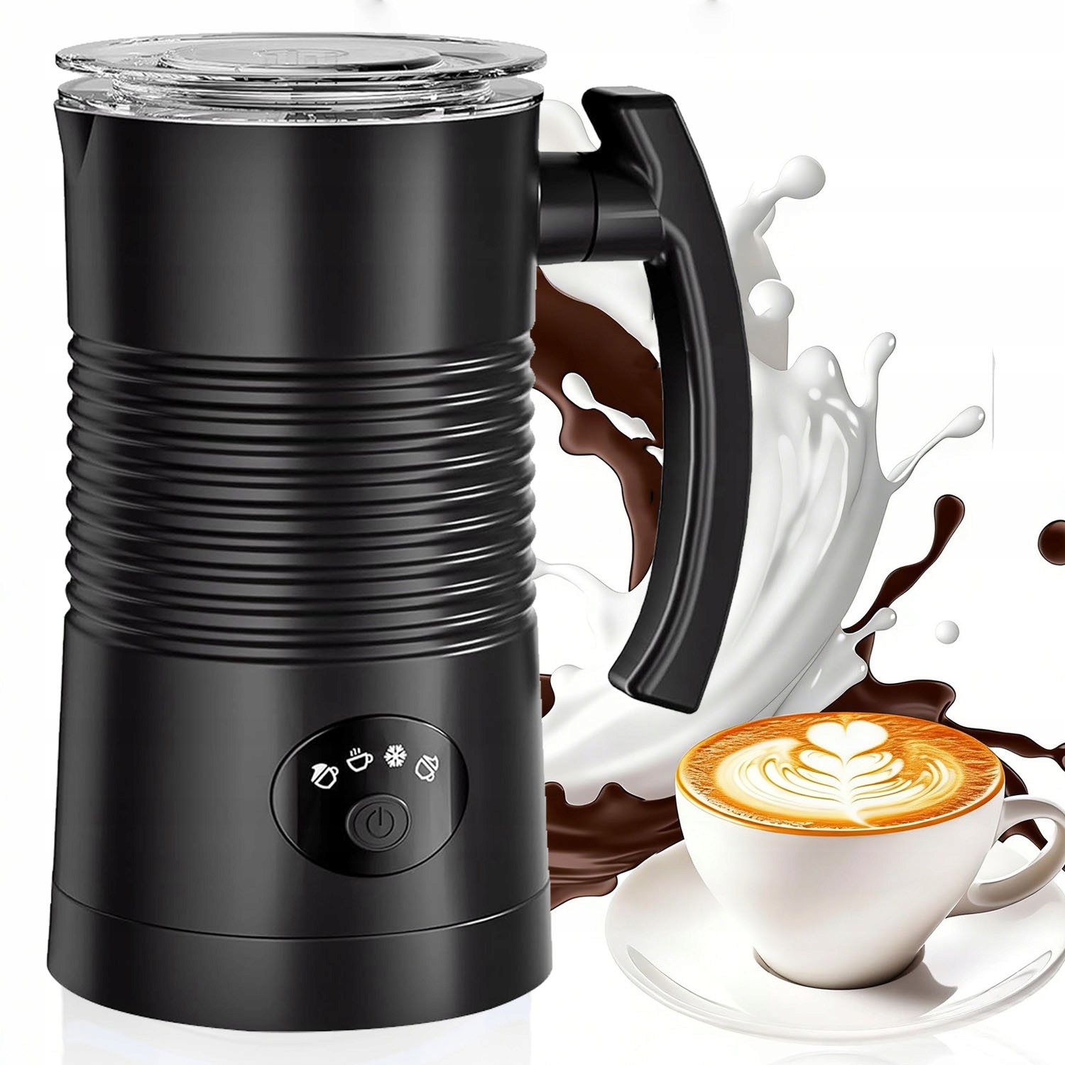 Automatický napěňovač a ohřívač mléka 4 funkce Černý 400W na kávu