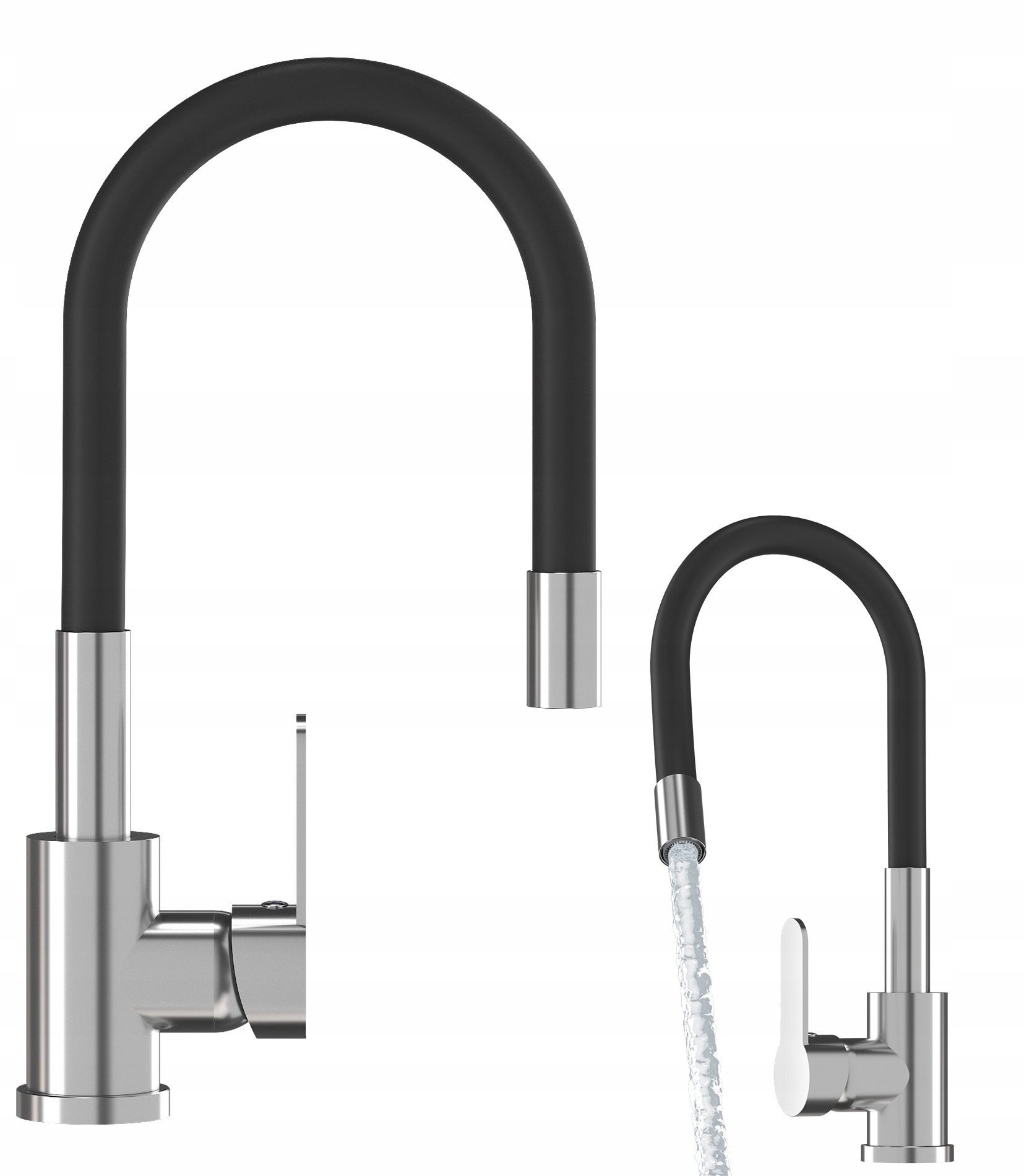 Kuchynský Kohútik Čierny Chróm Elastický Krupobitie