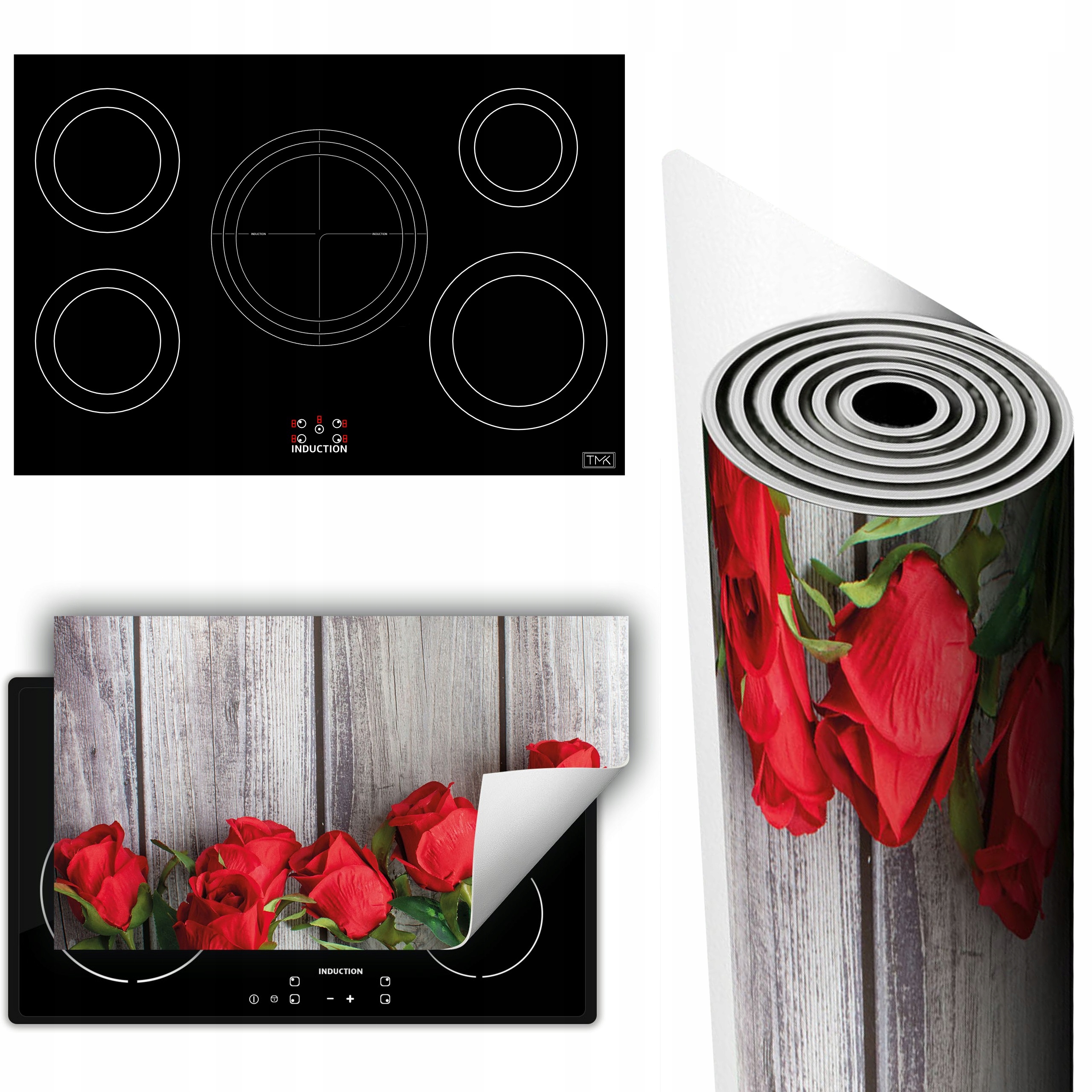 Vinylová Podložka Na Ochranu Kuchyňské Desky 90x52 červená růže