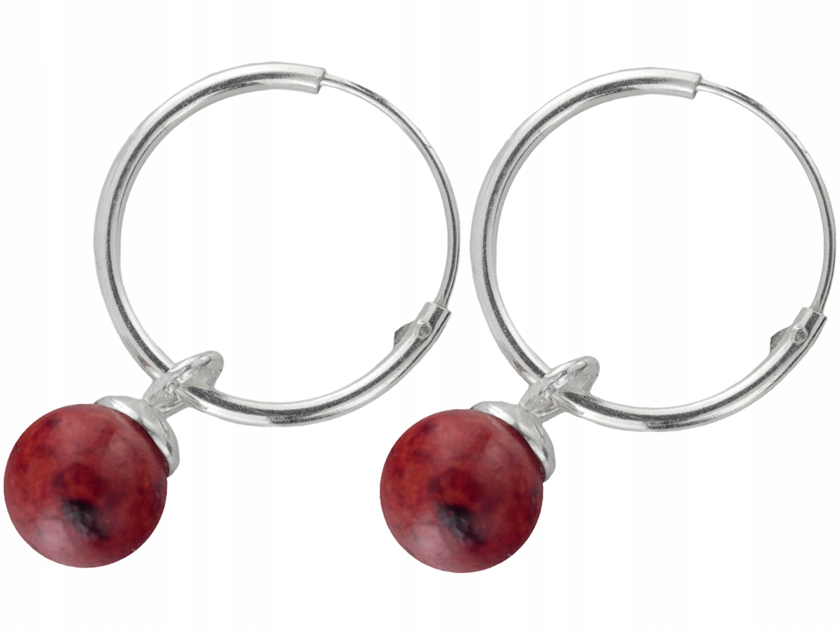 

Versil kolczyki koła 14 mm kulki koralowiec Srebro