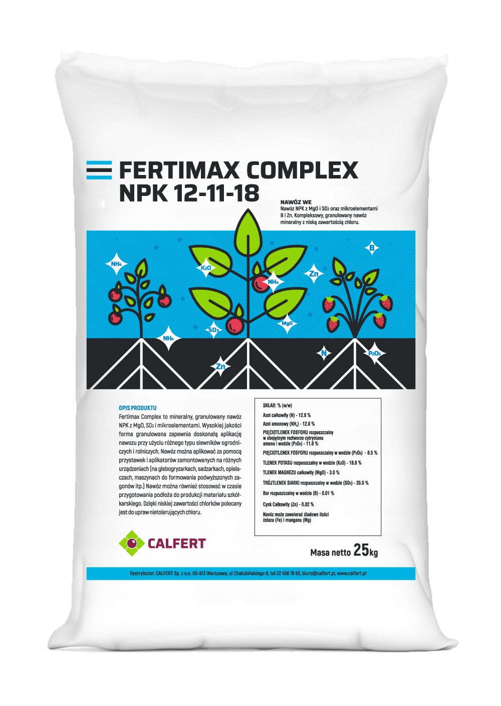 Nawóz na trawę bezchlorkowy 11-12-18 mikro Fertimax Complex 25 kg