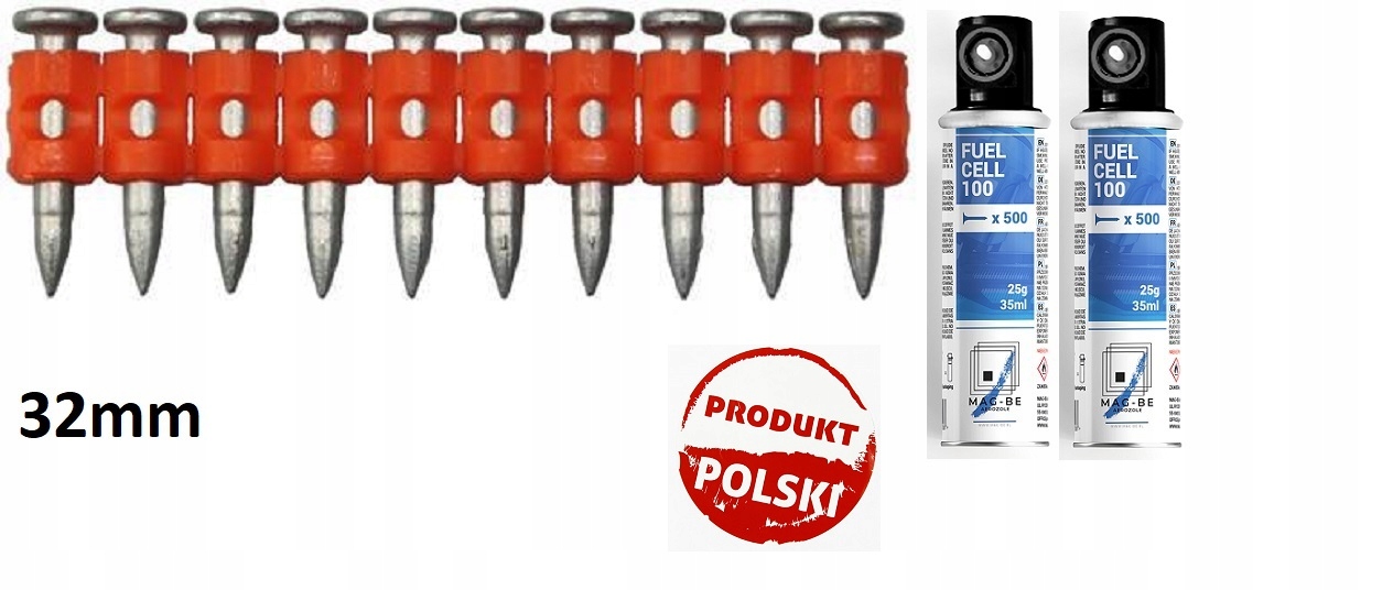 Hřebíky 32 mm pro betonu/ocel+2 plyny pro Rawl SC40II