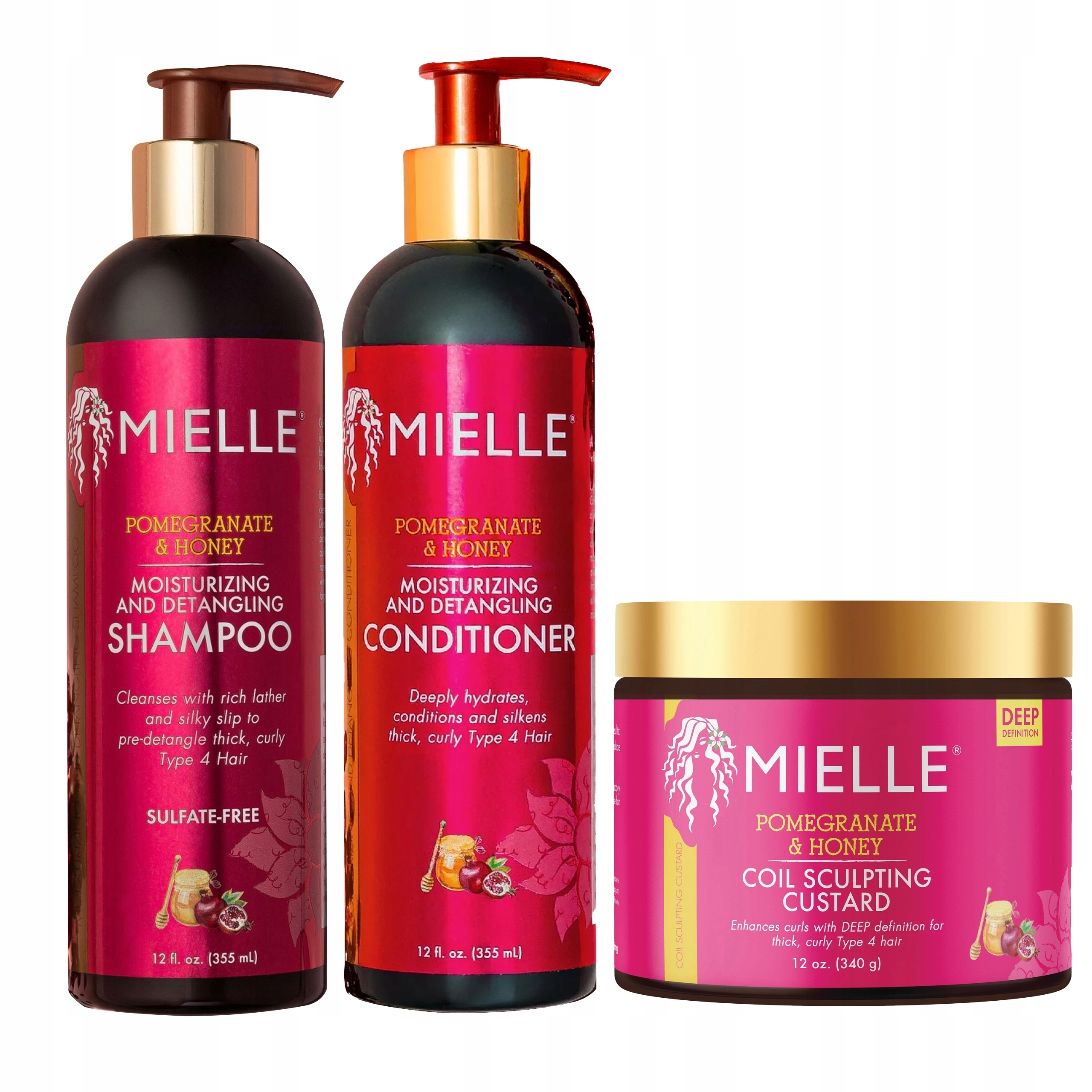 Set Mielle Pomegranate and Honey Šampon kondicionér Custard 3 produkty