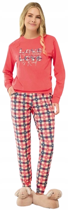 Pyžamo Love Is Patient Love Is Kind Dlouhý Rukáv Kalhoty Kostkované L