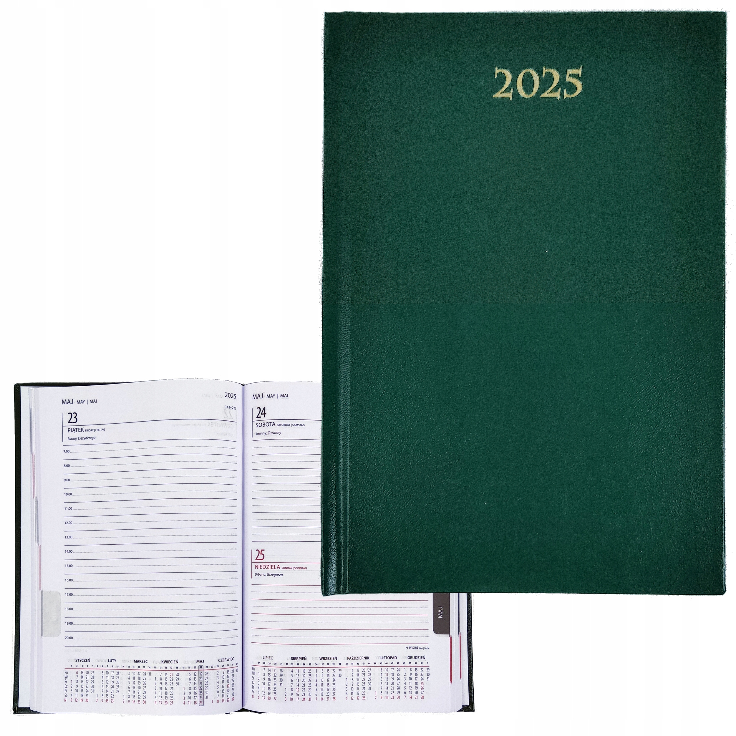 KALENDARZ TERMINARZ KSIĄŻKOWY A5 DZIENNY TWARDY ZIELONY ARTSEZON