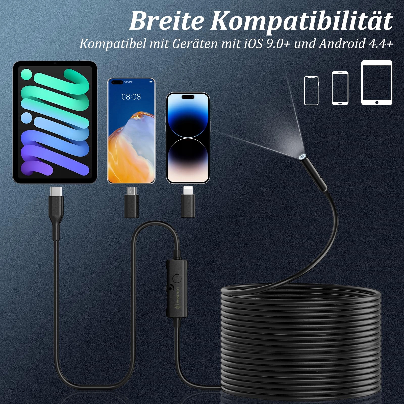 ENNOVOR Kamera Endoskopowa HD 1920 z 8 LED Wodoodporna IP67 Android iOS — miniatura 6
