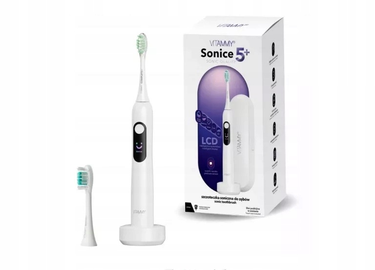 Szczoteczka Soniczna Vitammy Biała Akumulatorowa Z Timerem 2 Końcówki