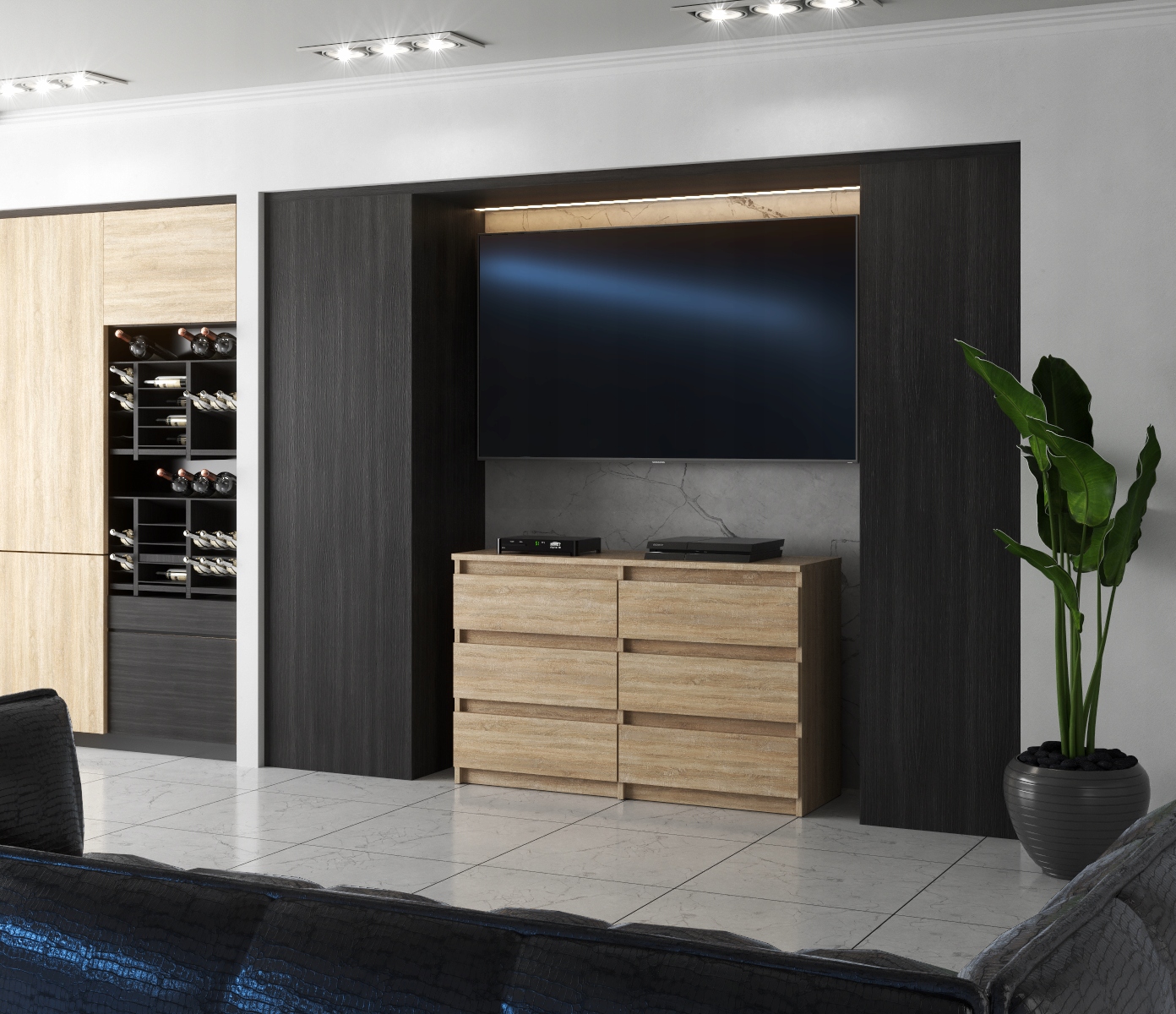 Komoda Dąb Sonoma Z 6 Szufladami 100 CM Szafka Rtv Pojemna Nowoczesna Salon Kod producenta KHSONOMA