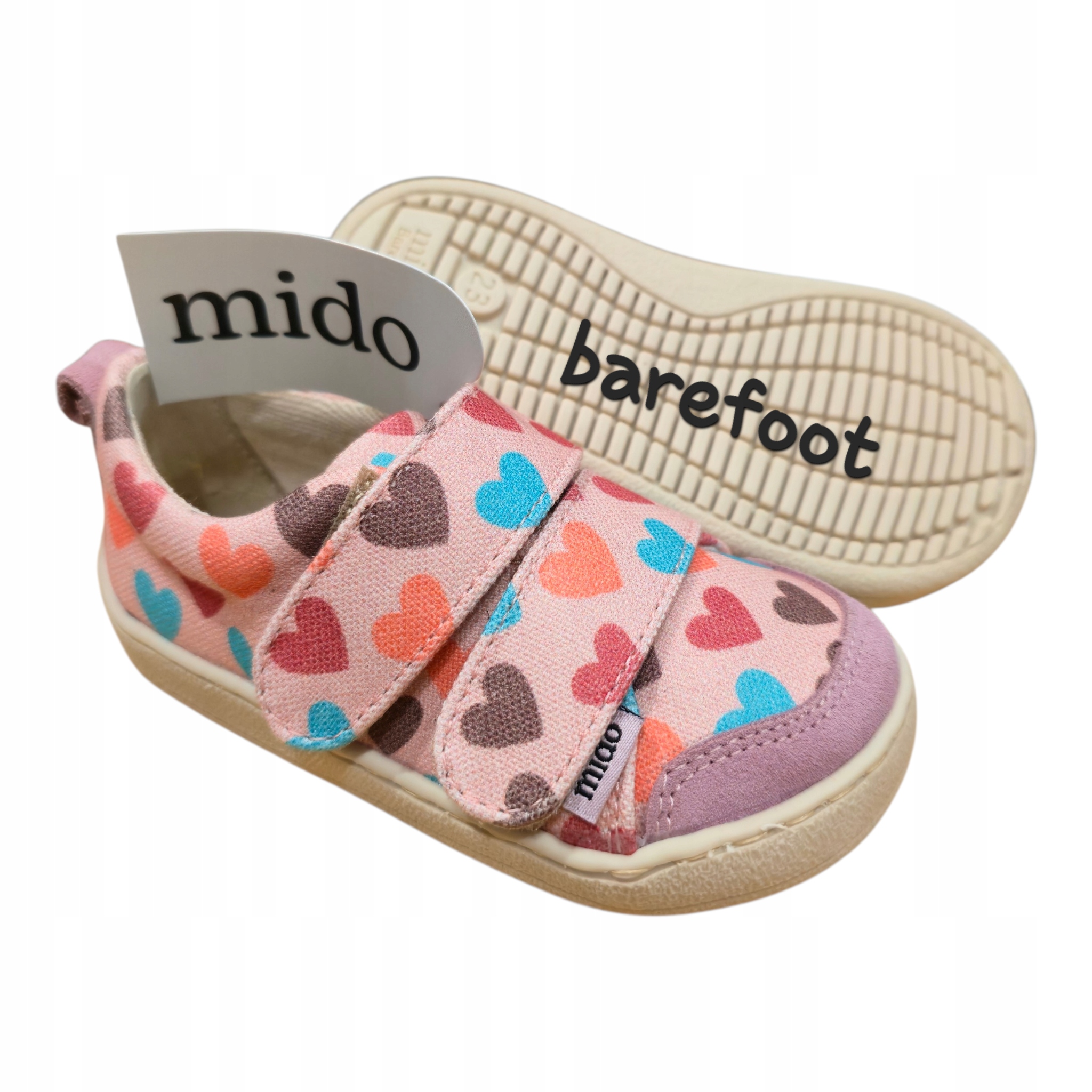 Mido Tenisówki Dziewczęce Barefoot Buty Bawełniane Trampki W Serduszka 30