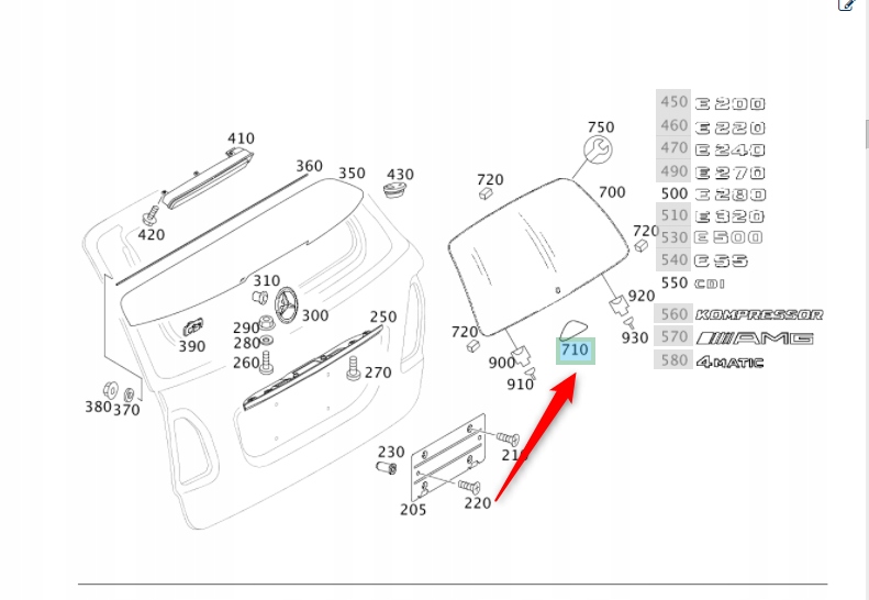 OSLONA RAMIENIA WYCIERACZKI MERCEDES E W211 KOMBII Part number A2117420130