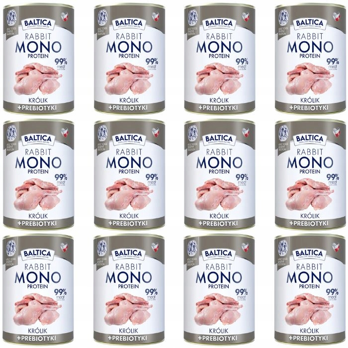 Baltica Rabbit Mono Królik Prebiotyki 12 x 400g monobiałkowa hipoalegiczna