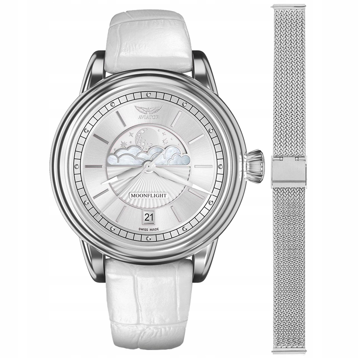 Dámské hodinky Aviator V.1.33.0.250.4-SET stříbrné